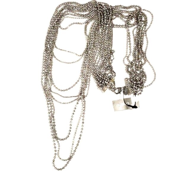 ✨ Chico's Silver-Tone Layered Chain Crystal Necklace - Stylish Women's Jewelry ✨ - Picture 1 of 8